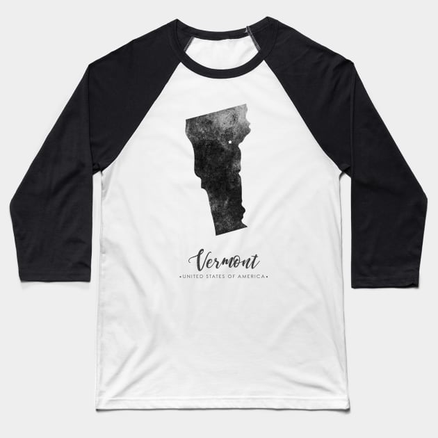 Vermont state map Baseball T-Shirt by StudioGrafiikka